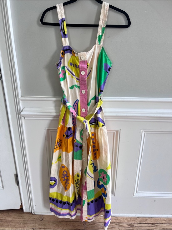 Zara Dresses & Skirts - Zara Cream Multicolor Abstract Midi Dress